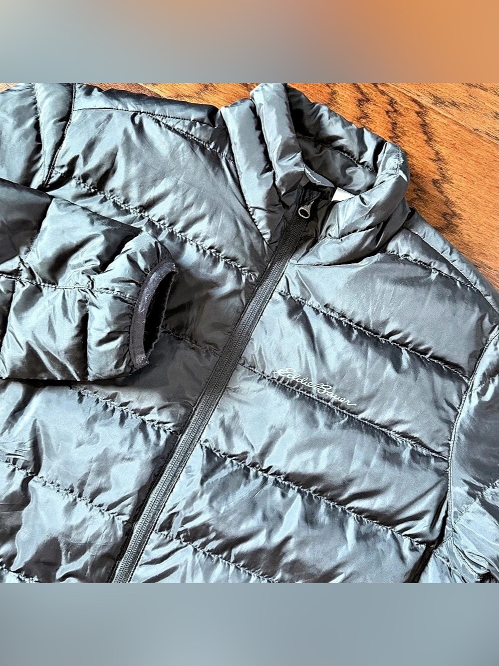 Eddie Bauer EB650 Down Jacket Men’s M Black Puffer Quilted Full Zip